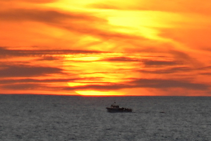 Sonnenuntergang Cornwall Meer Fischerboot