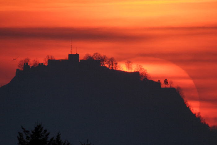 Sonnenuntergang Burganlage